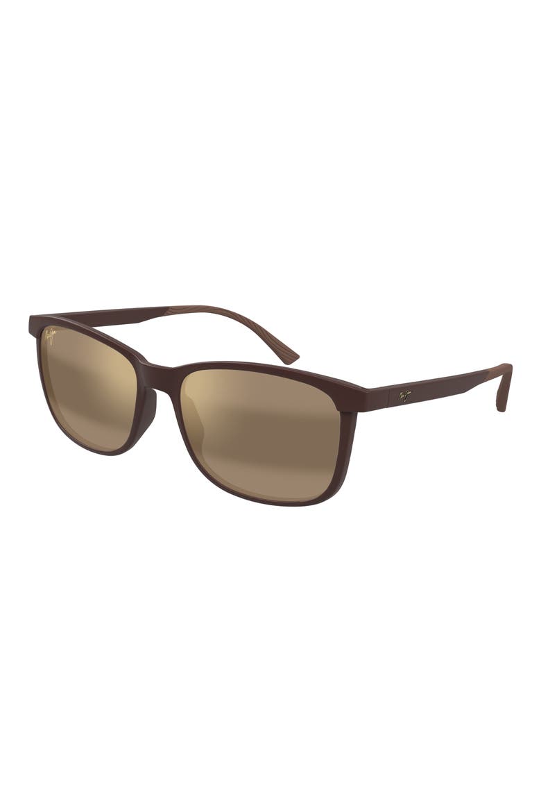 Hulili 57mm Polarized Rectangular Sunglasses, Alternate, color, BROWN/ BRONZE