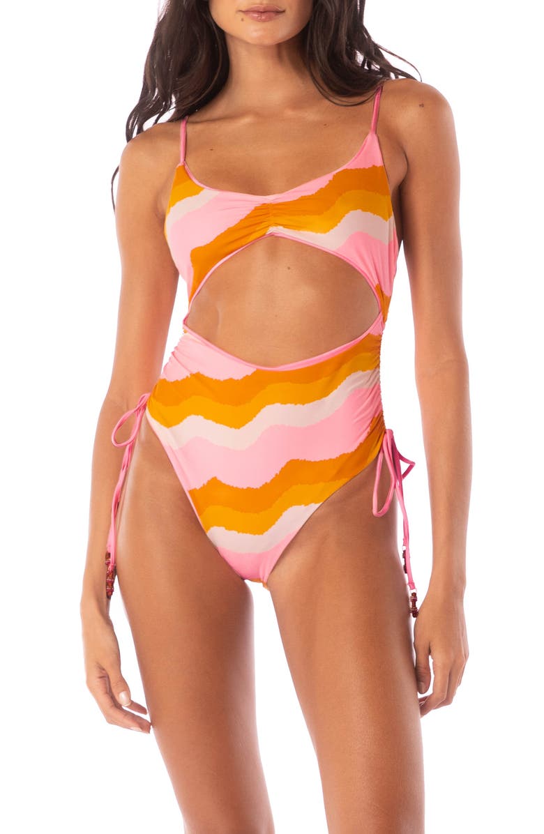 Maaji Orchid Pink Kai Cutout Reversible One-Piece Swimsuit, Alternate, color, 
