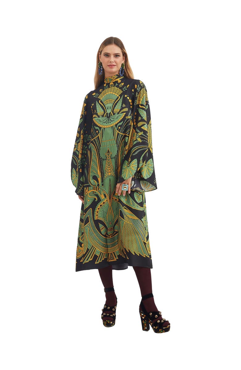 La DoubleJ Magnifico Midi Dress The Nile Placée Black, Main, color, The Nile Placée Black