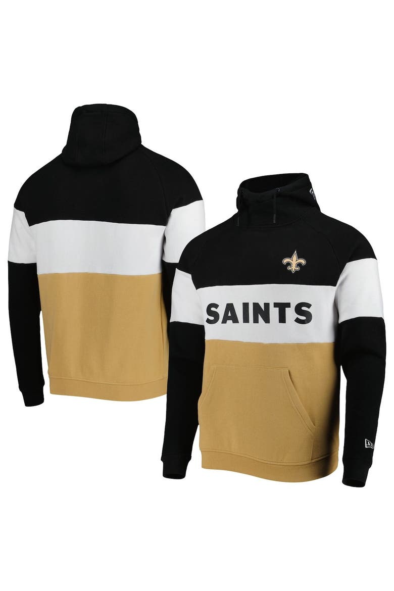 Men's New Era Gold/Black New Orleans Saints Colorblock Current Pullover Hoodie, Main, color, Gold