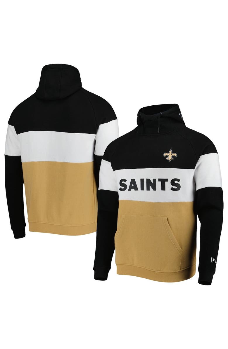 New Era Men's New Era Gold/Black New Orleans Saints Colorblock Current Pullover Hoodie, Main, color, Gold