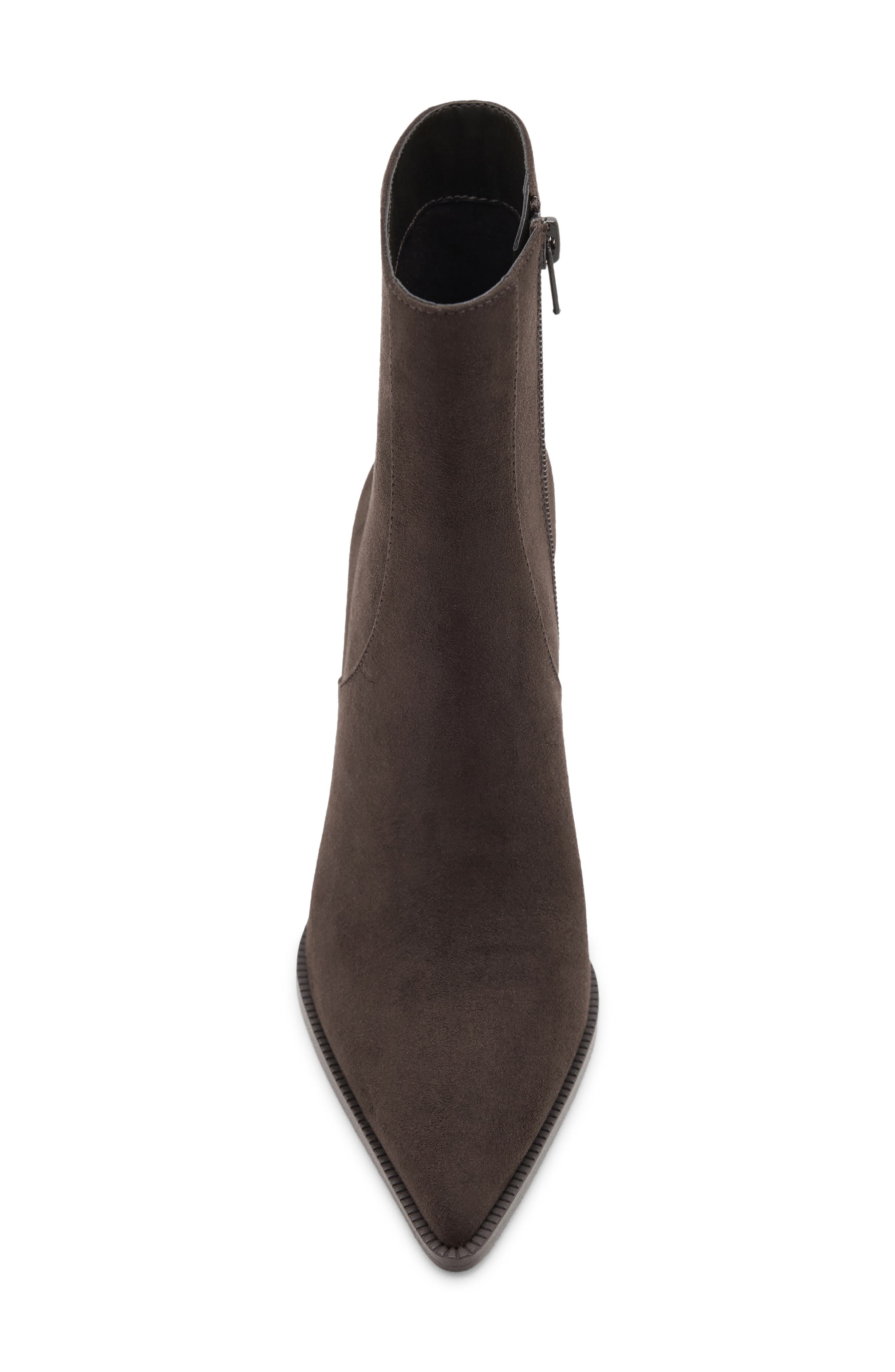Pointed Toe Faux Leather Ankle Boot, Alternate, color, BROWN