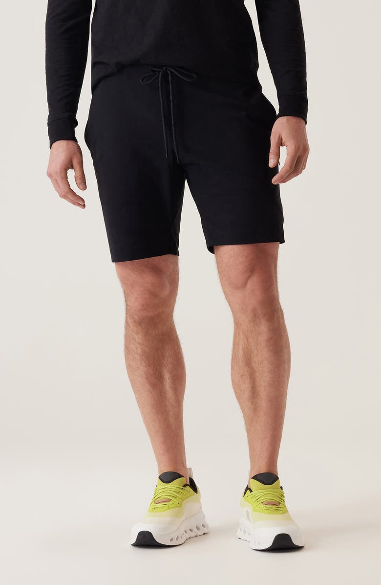 DEKE SolarX Stretch Nylon Warp Knit Drawstring Shorts, Main, color, Black