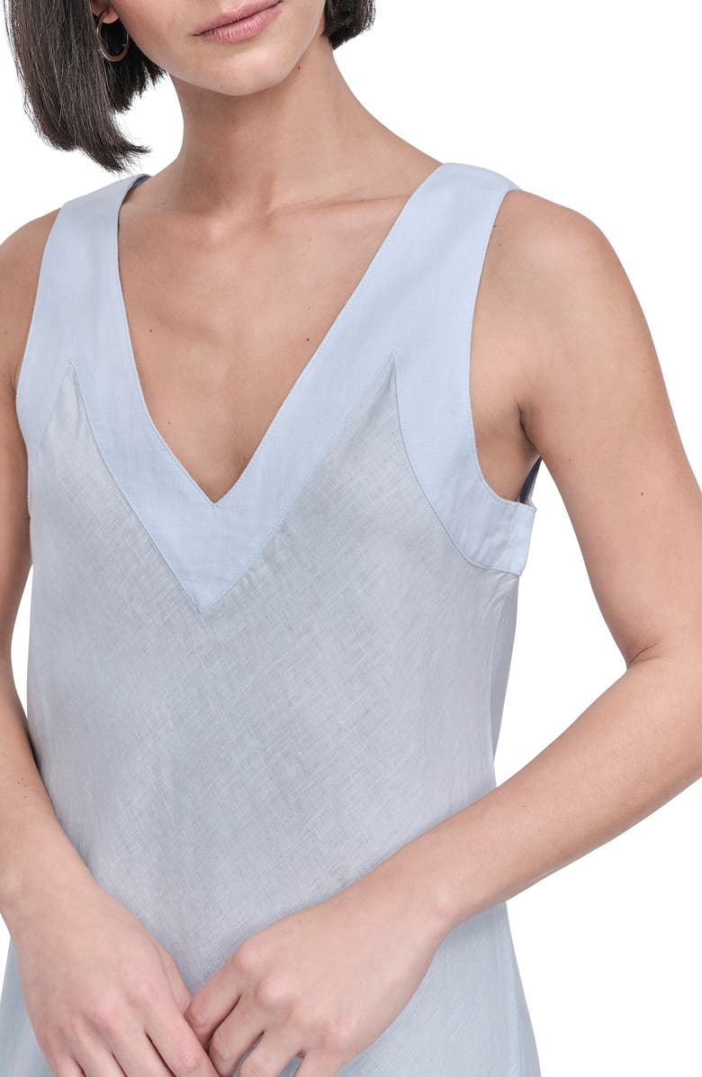 DKNY Asymmetric Sleeveless Linen Dress, Alternate, color, Skyway Blu