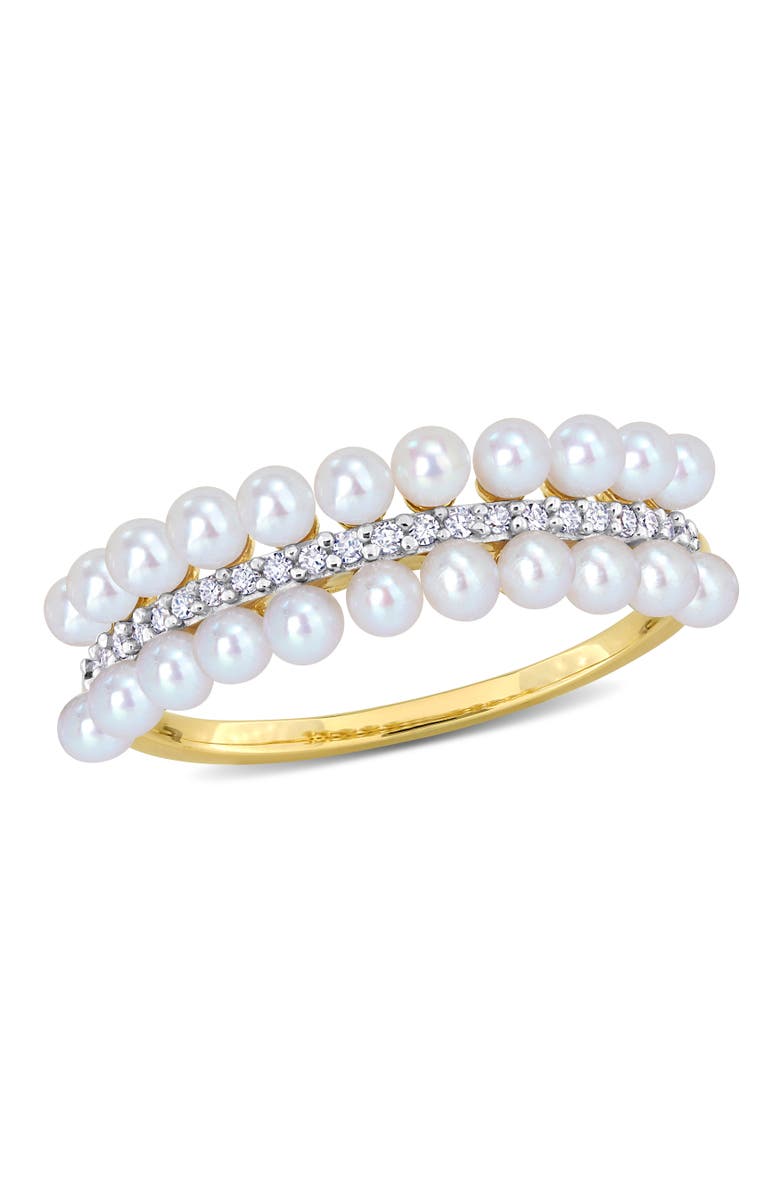 Julianna B. Cultured Pearl & Diamond Double-Row Ring 14k, Main, color, Pearl