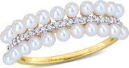 Julianna B. Cultured Pearl & Diamond Double-Row Ring 14k