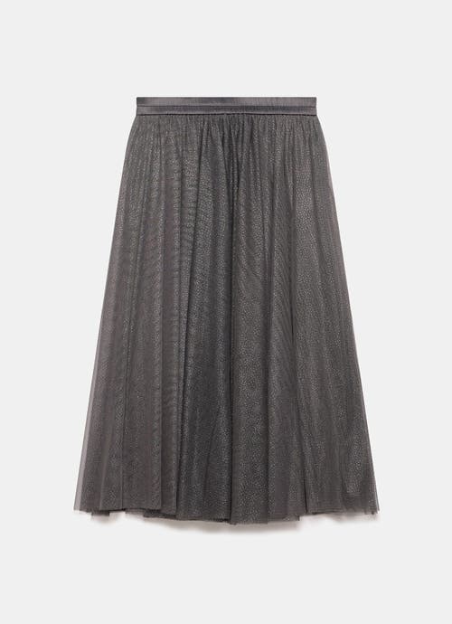 Mint Velvet Metallic Tulle Midi Skirt In Gray