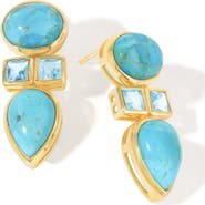 YS GEMS Stabilized Turquoise & Topaz Drop Earrings