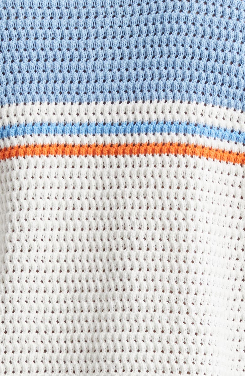 Casablanca Camp Collar Short Sleeve Cotton Crochet Cardigan, Alternate, color, Blue Multi