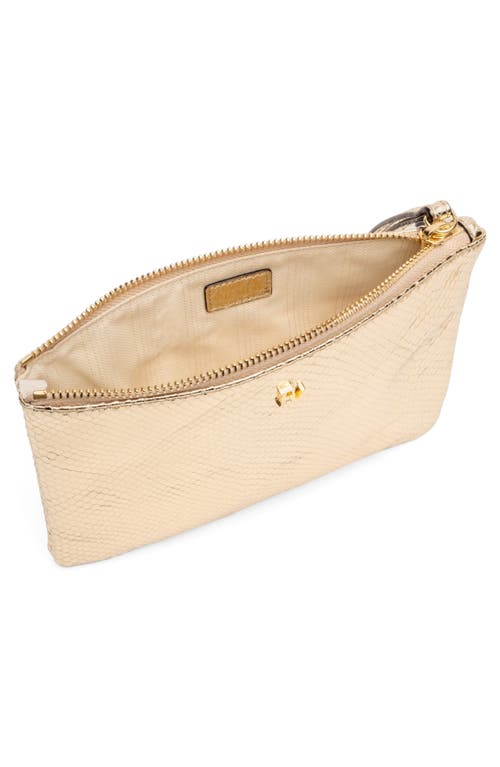 Frances Valentine Snakeskin Embossed Metallic Leather Wristlet In Gold