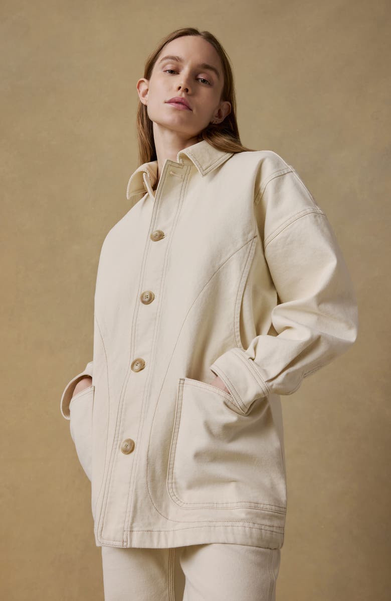 Faherty Sunwashed Canvas Chore Jacket, Alternate, color, Sea Salt