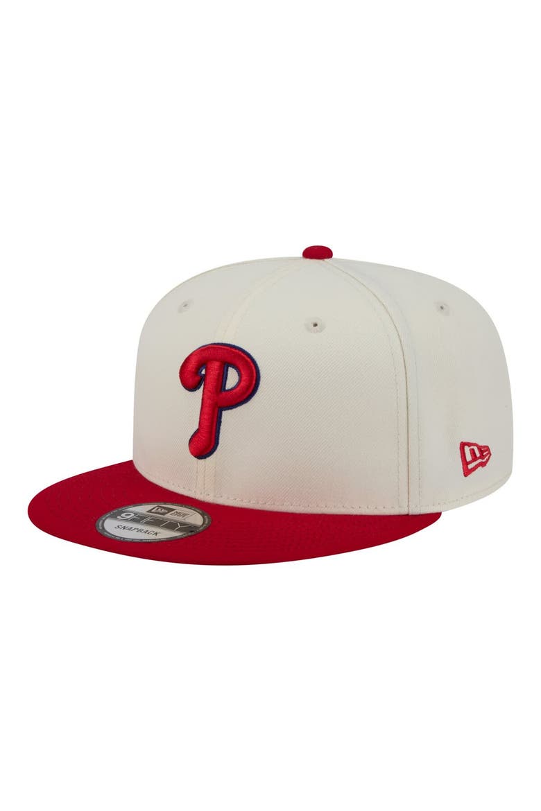 Men's New Era Cream/Red Philadelphia Phillies Localized 9FIFTY Snapback Hat, Alternate, color, Cream