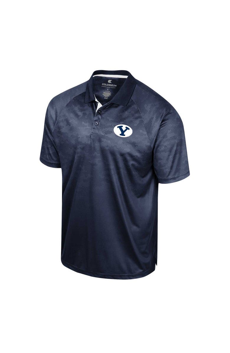 COLOSSEUM Men's Colosseum Navy BYU Cougars Honeycomb Raglan Polo, Alternate, color, 