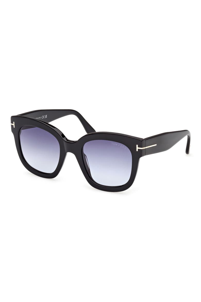 Beatrix 52mm Gradient Geometric Sunglasses, Alternate, color, SHINY BLACK / GRADIENT BLUE