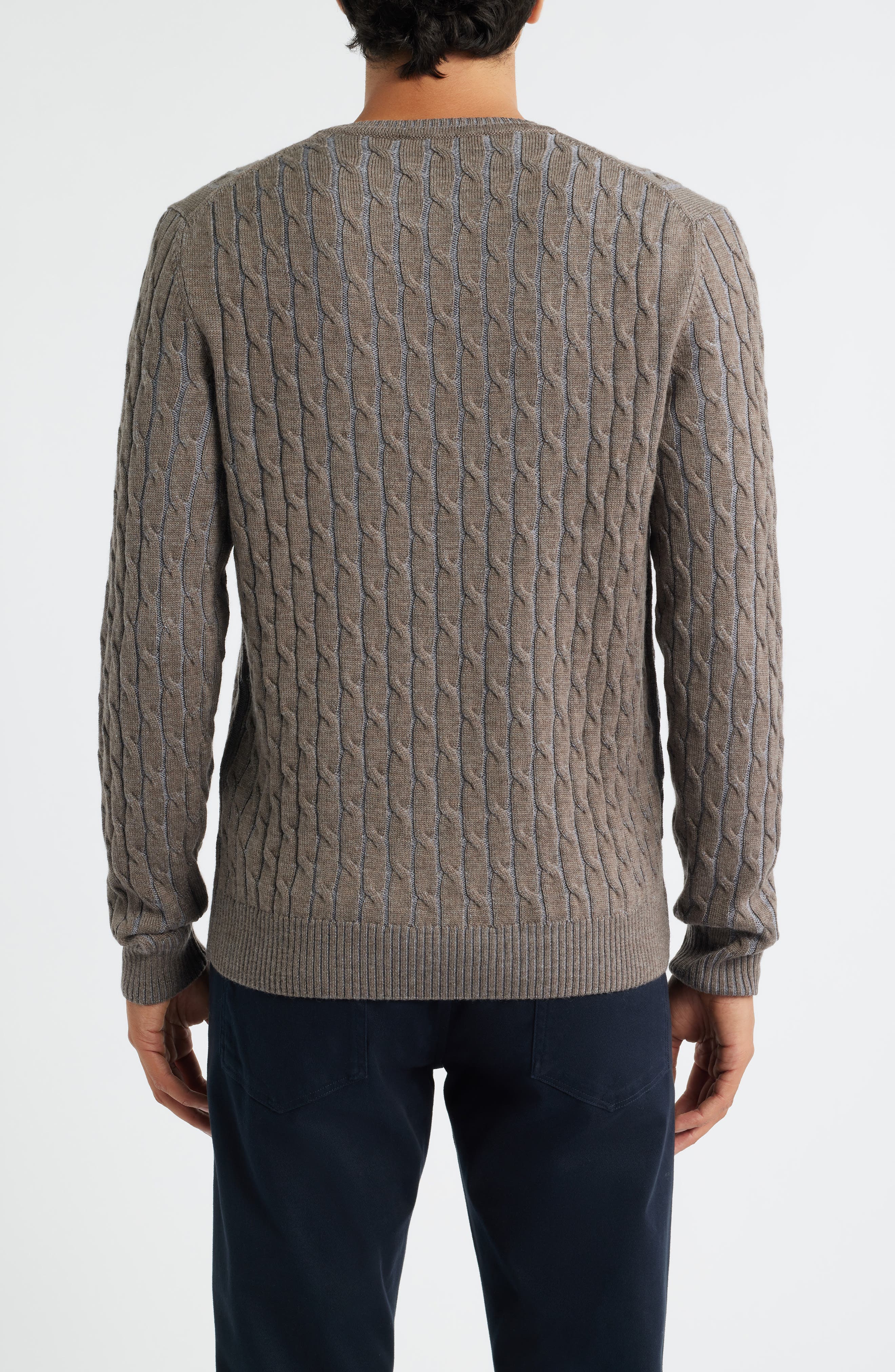 Crewneck Merino Wool Cable Sweater - image 2