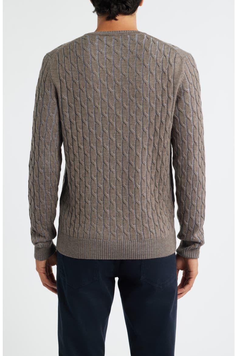 Crewneck Merino Wool Cable Sweater, Alternate, color, TAUPE