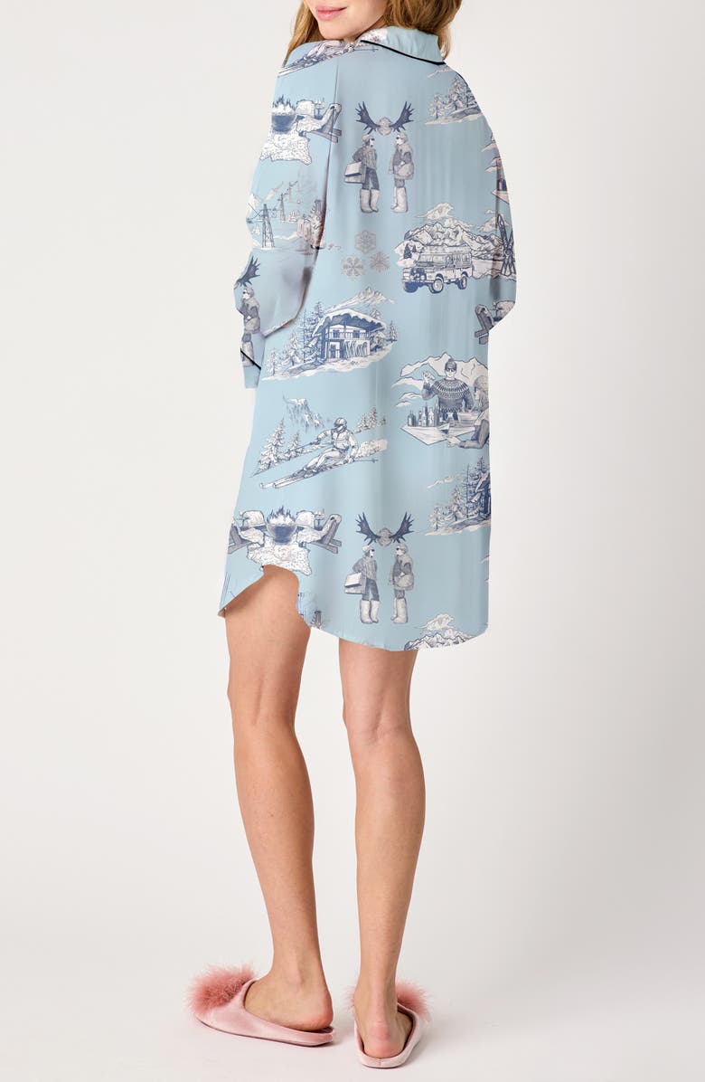Katie Kime Apres Ski Toile Cotton Blend Sleep Shirt, Alternate, color, Blue