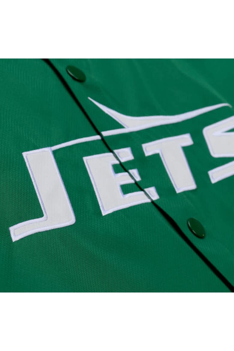 Men's Mitchell & Ness Green New York Jets Coaches Full-Snap Hooded Windbreaker Jacket, Alternate, color, Green