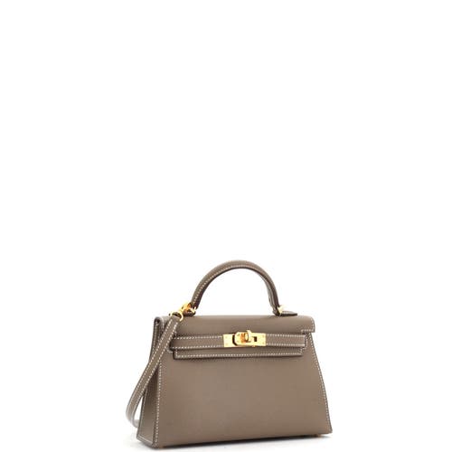 Pre-owned Hermes Hermes Kelly Mini Ii Bag Grey Madame With Gold Hardware 20 In Brown