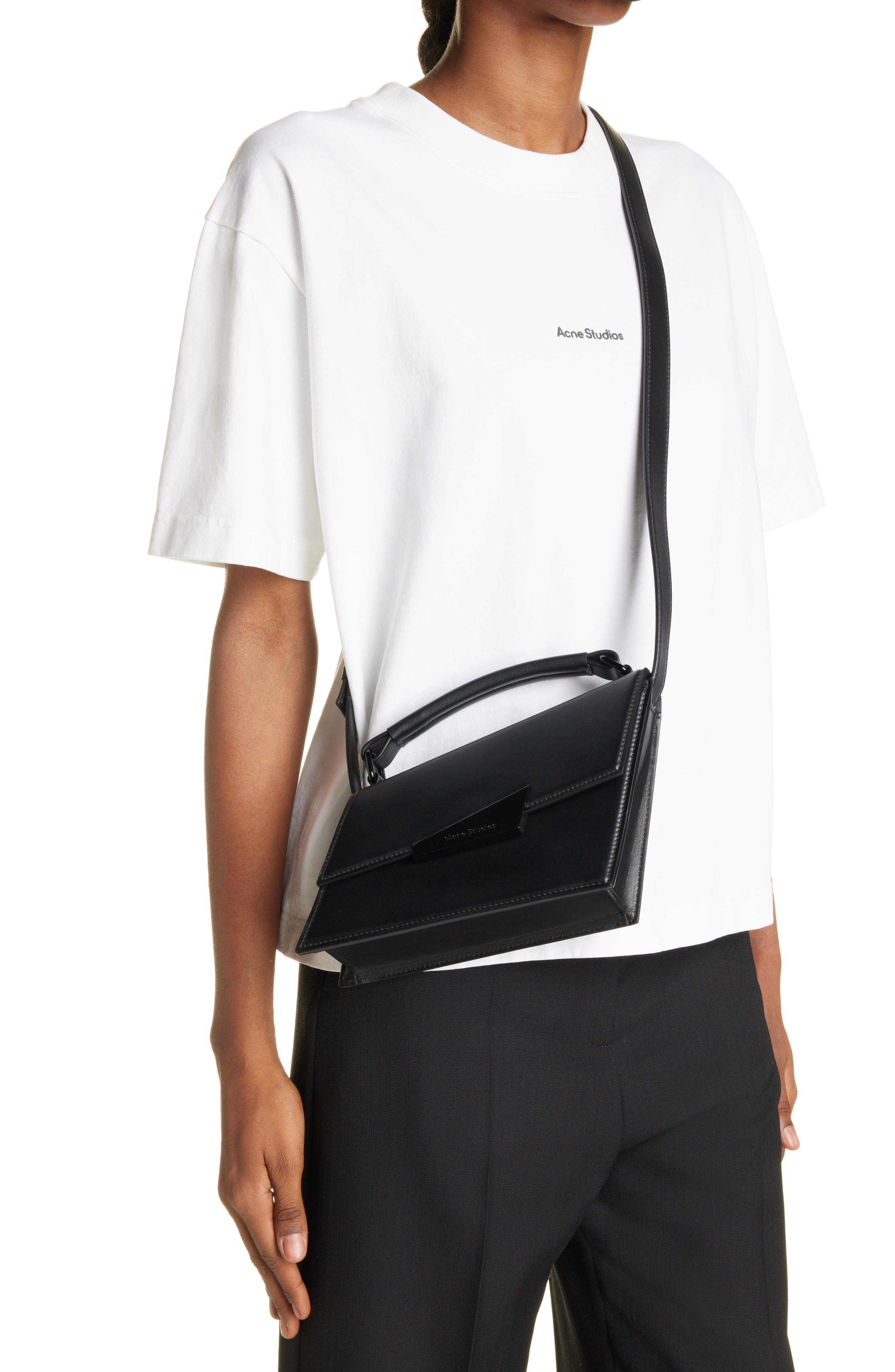 Acne Studios Mini Agost Distorted Leather Top Handle Bag, Alternate, color, 