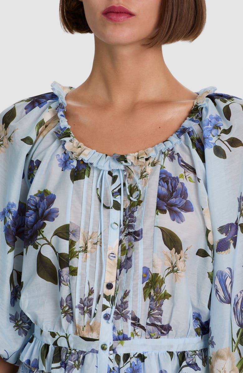 Alice + Olivia Mclaine Floral Crop Button-Up Shirt, Alternate, color, Fly Away