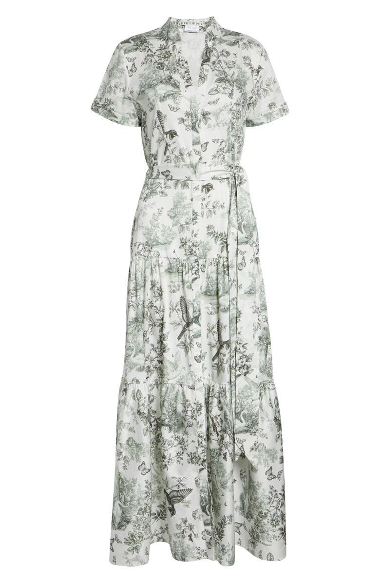 Alice + Olivia Lucy Toile Print Belted Maxi Shirtdress, Alternate, color, Daybreak