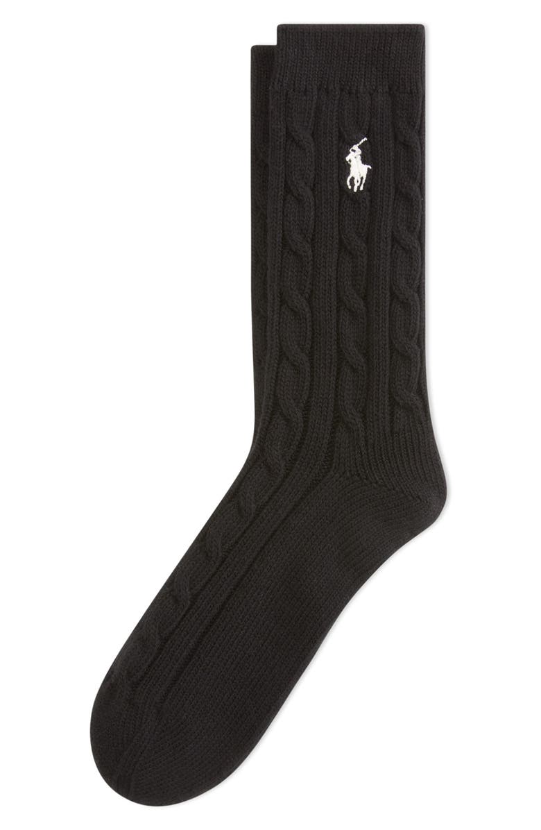 Polo Ralph Lauren Seasonless Cable Crew Socks, Alternate, color, Black