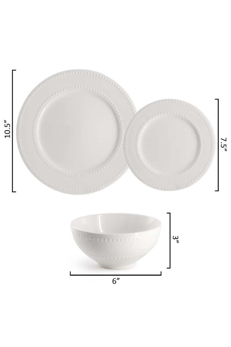 12 Piece Stoneware Dinnerware Set, Alternate, color, White