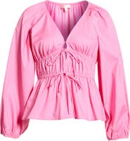 WAYF Jess Drawstring Stretch Cotton Poplin Top