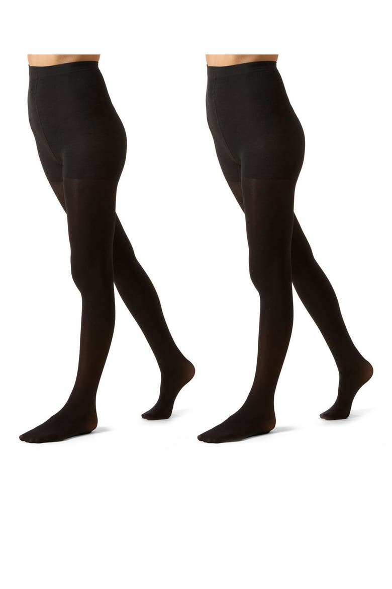 2-Pack Opaque Control Top Tights, Alternate, color, BLACK