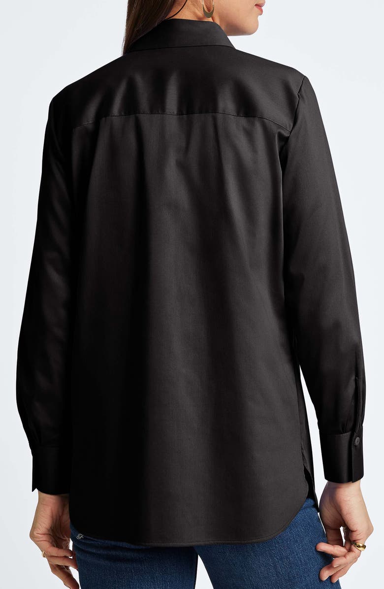Foxcroft Layla Sateen Button-Up Shirt, Alternate, color, Black