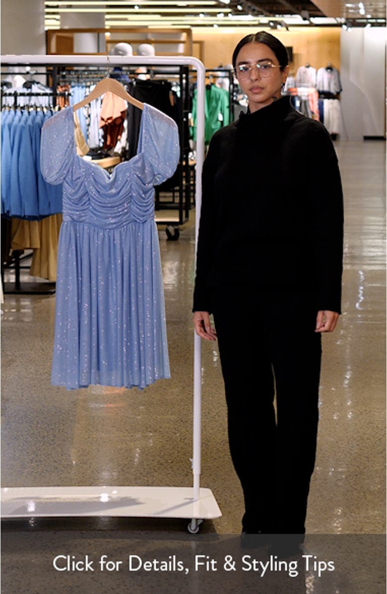 Glitter Puff Sleeve Cocktail Minidress, sales video thumbnail