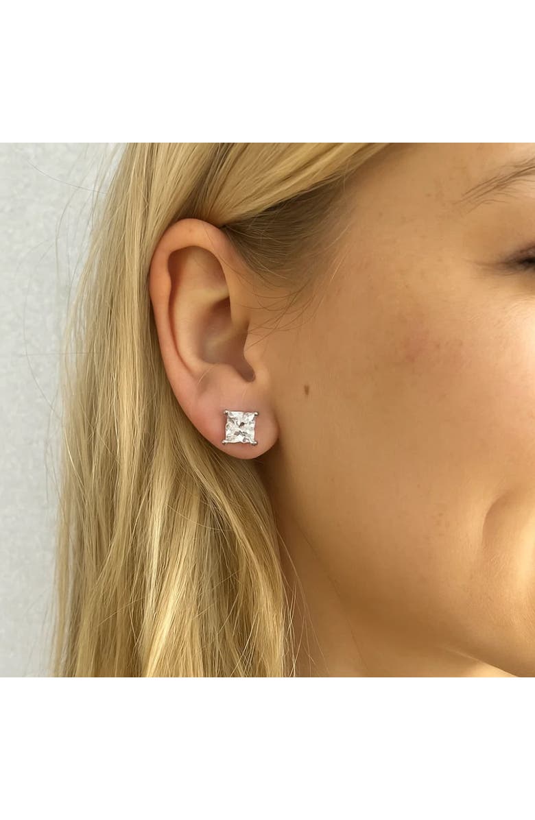 DLORIA Half Carat Princess Cut Cubic Zirconia Stud Earrings, Alternate, color, Silver