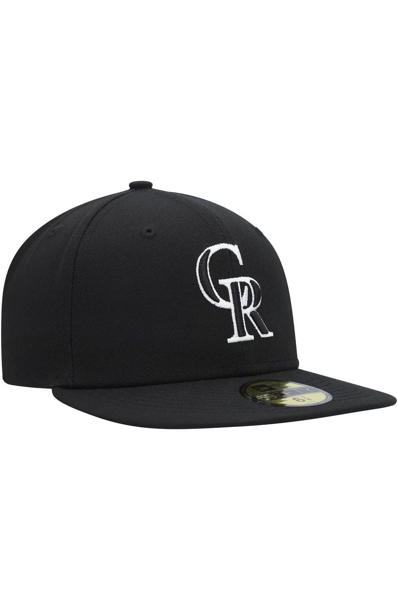 New Era Men's New Era Colorado Rockies Black on Black Dub 59FIFTY Fitted Hat, Alternate, color,