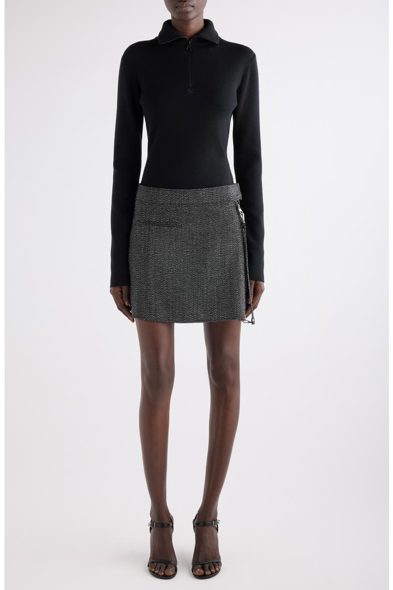 Merino Wool Mock Neck Half Zip Sweater, Alternate, color, BLACK