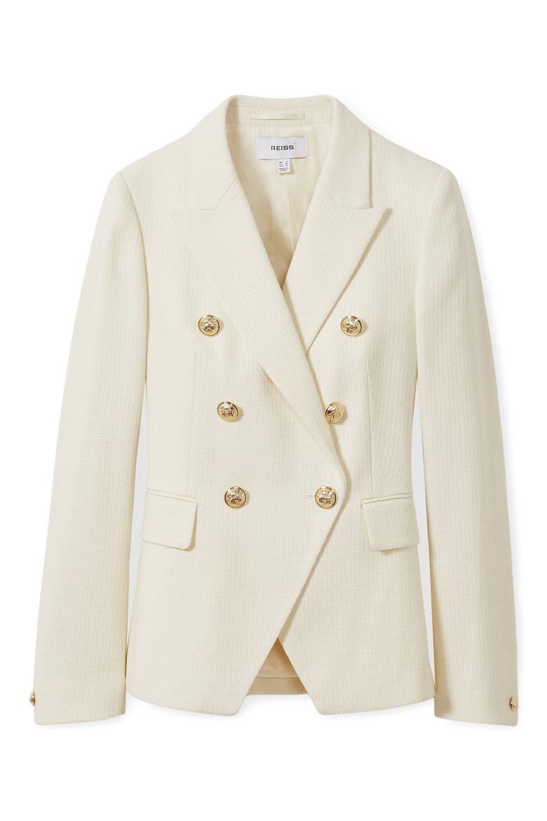 Tally Double Breasted Wool Blend Blazer, Alternate, color, WHITE