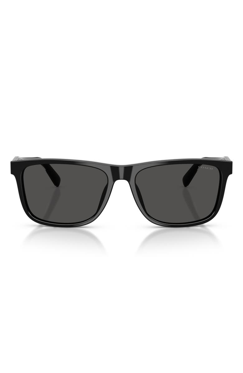 COACH 59mm Square Sunglasses, Main, color, Black / Grey Solid