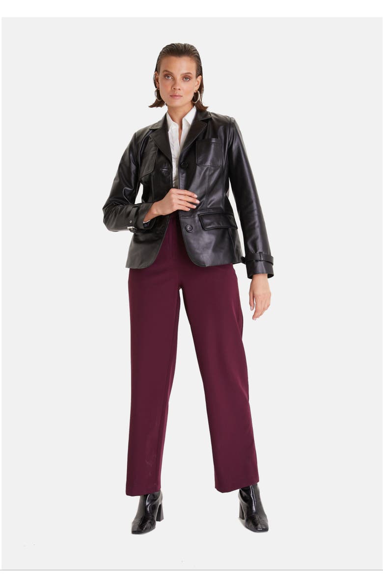 Furniq UK Rosalind Leather Jacket, Alternate, color, Black