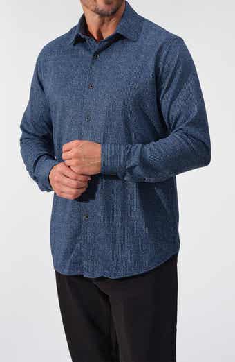 STUDIO GARNET LOS ANGELES Abstract Print Stretch Knit Button-Up Shirt