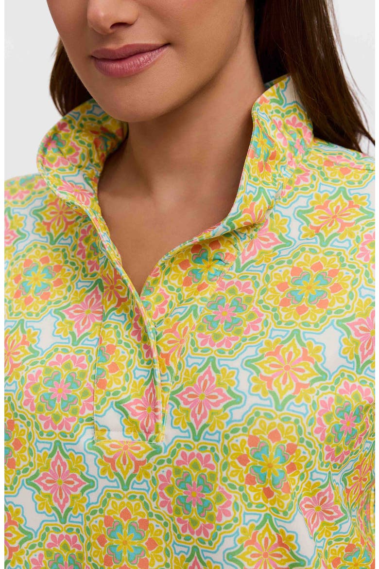 Tammy Tile Print Ruffle Collar Top, Alternate, color, MULTI