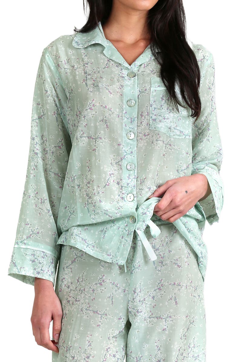 Papinelle Cheri Blossom Cotton & Silk Pajamas, Alternate, color,