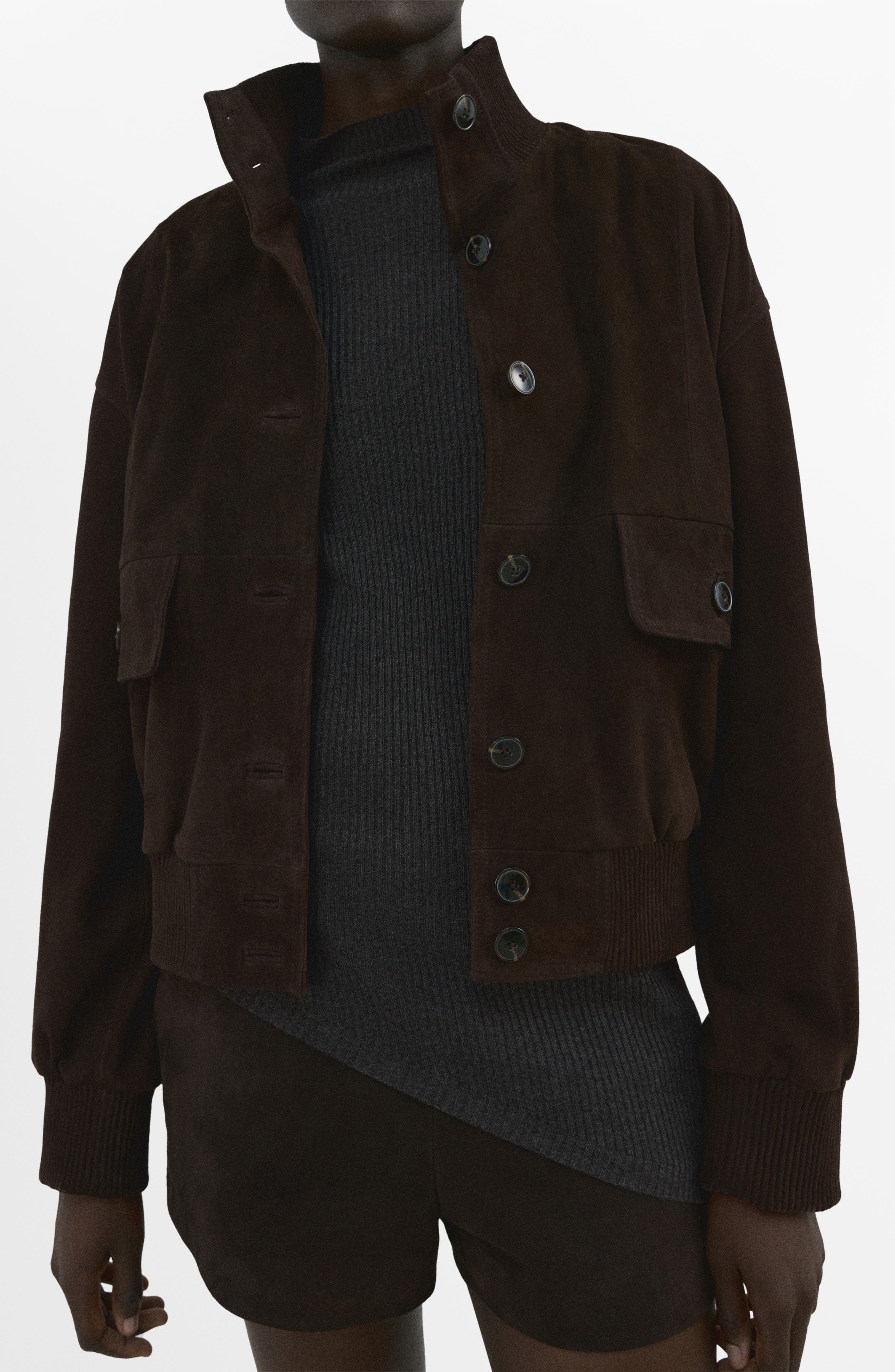 Asymmetric Hem Mock Neck Sweater - image 2