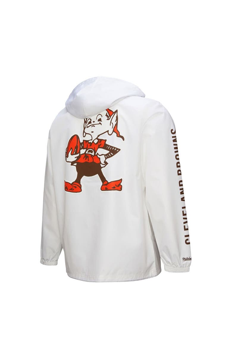 Mitchell & Ness Men's Mitchell & Ness White Cleveland Browns Vintage Logo Coaches Full-Snap Hoodie Jacket, Alternate, color,
