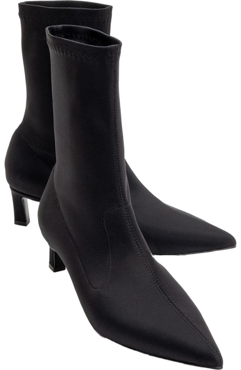 Prologue Shoes Lewin Pointed Toe Stiletto Boot, Main, color, Black Faux Stretch Leather