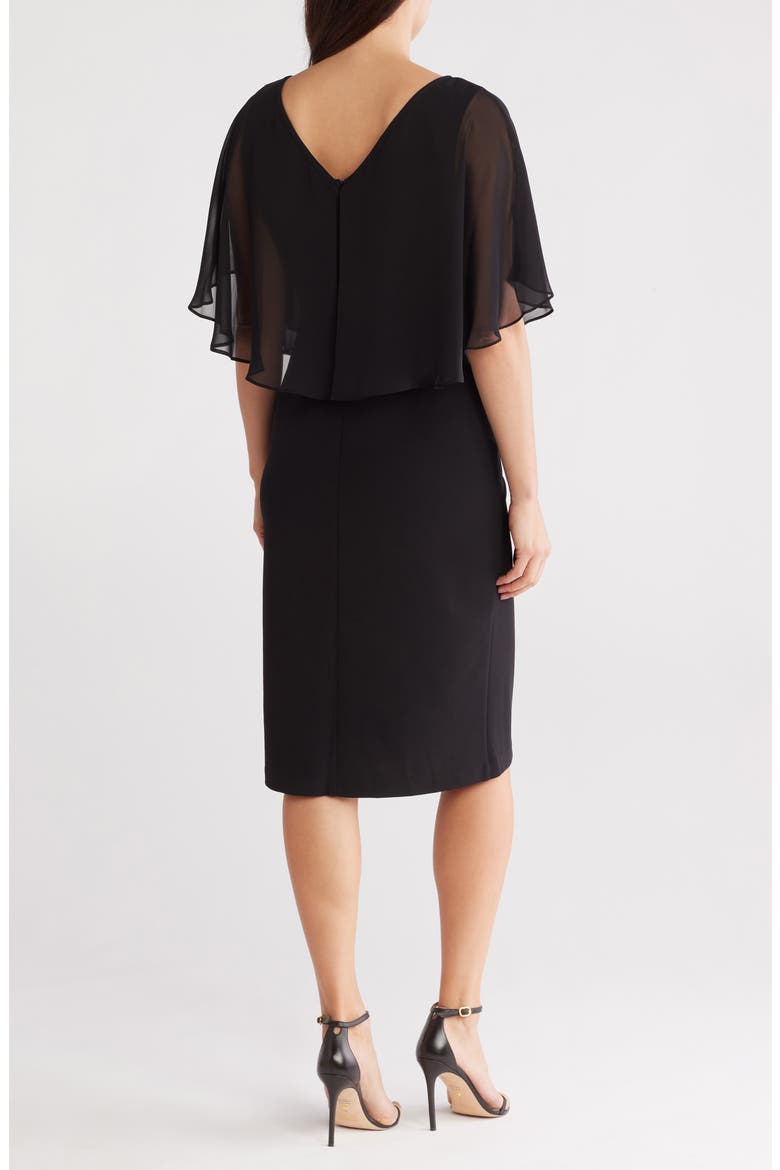 Sheath Cocktail Dress & Cape, Alternate, color, BLACK