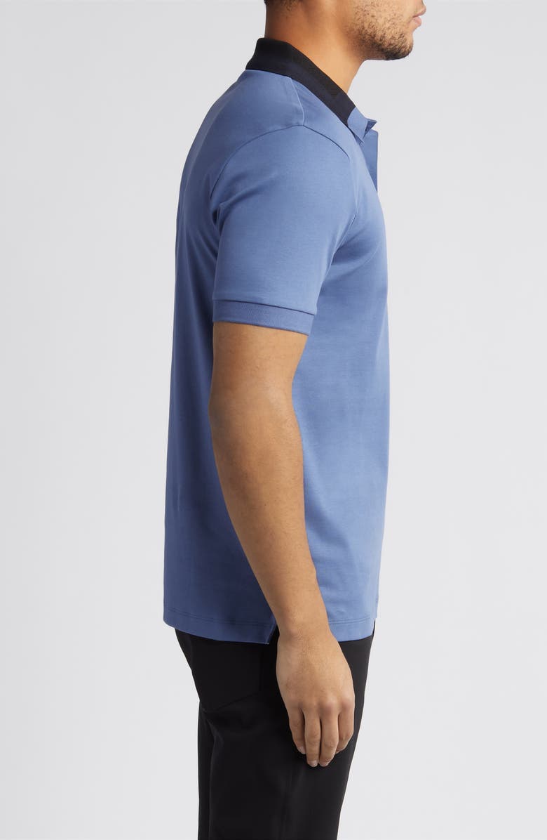BOSS Phillipson Colorblock Collar Cotton Polo, Alternate, color, Open Blue