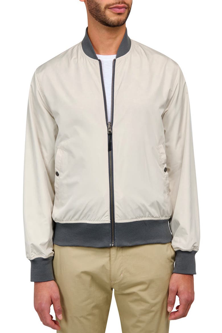 Slim Fit Floral Reversible Bomber Jacket, Main, color, BEIGE