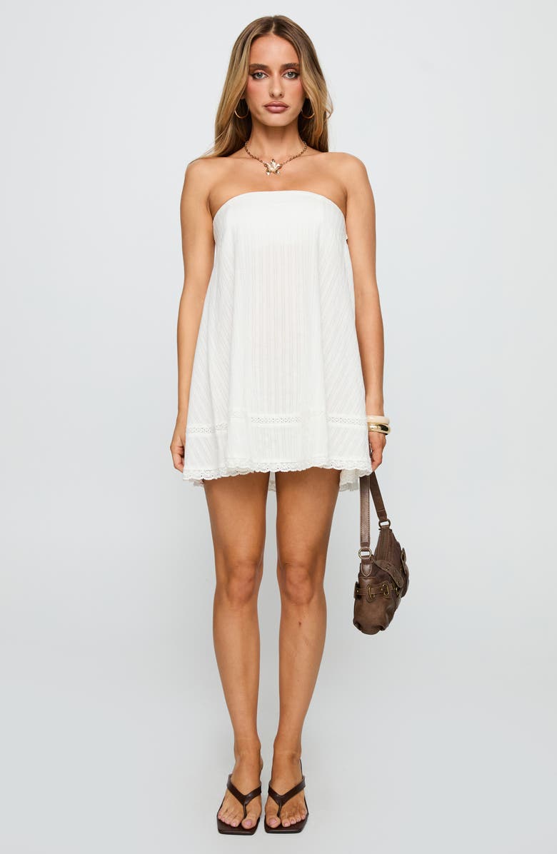 Princess Polly Strapless Swing Cotton Minidress, Alternate, color, White