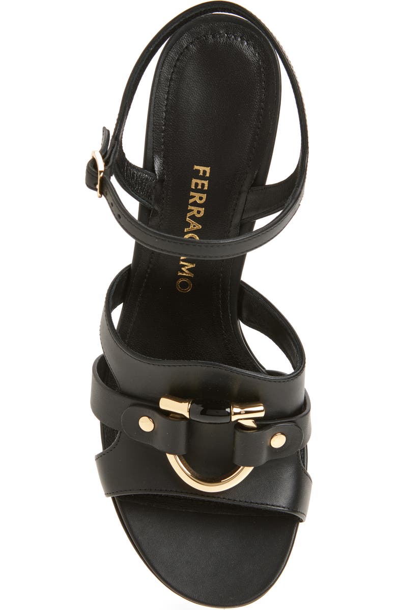 FERRAGAMO Lumya Gancio Ankle Strap Block Heel Sandal, Alternate, color, Black