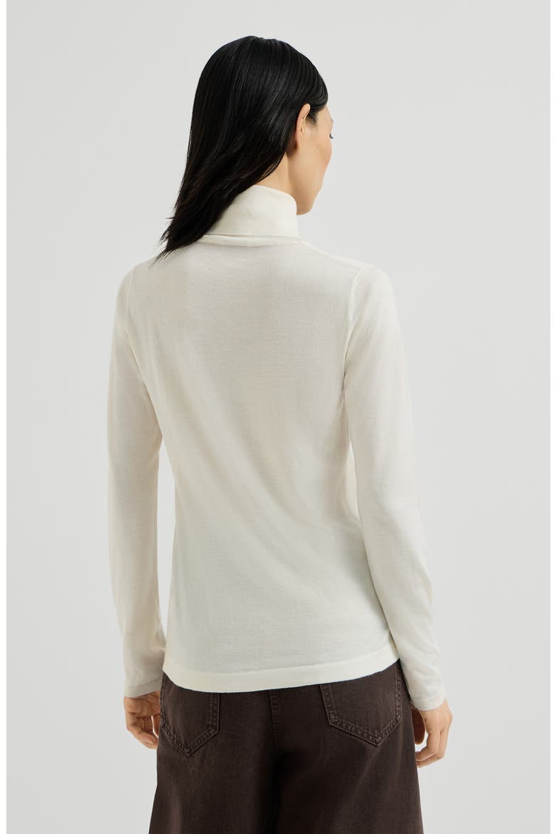 Cashmere and silk lightweight turtleneck sweater, Alternate, color, White